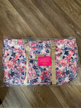 Lilly Pulitzer Insulated Beach Tote Bag with Gold Straps